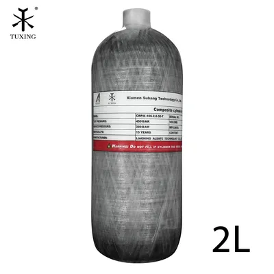 TUXING 4500Psi 2L Carbon Fiber Cylinder 300Bar HPA Mini Scuba Diving Tank for Firefighting Diving M18*1.5