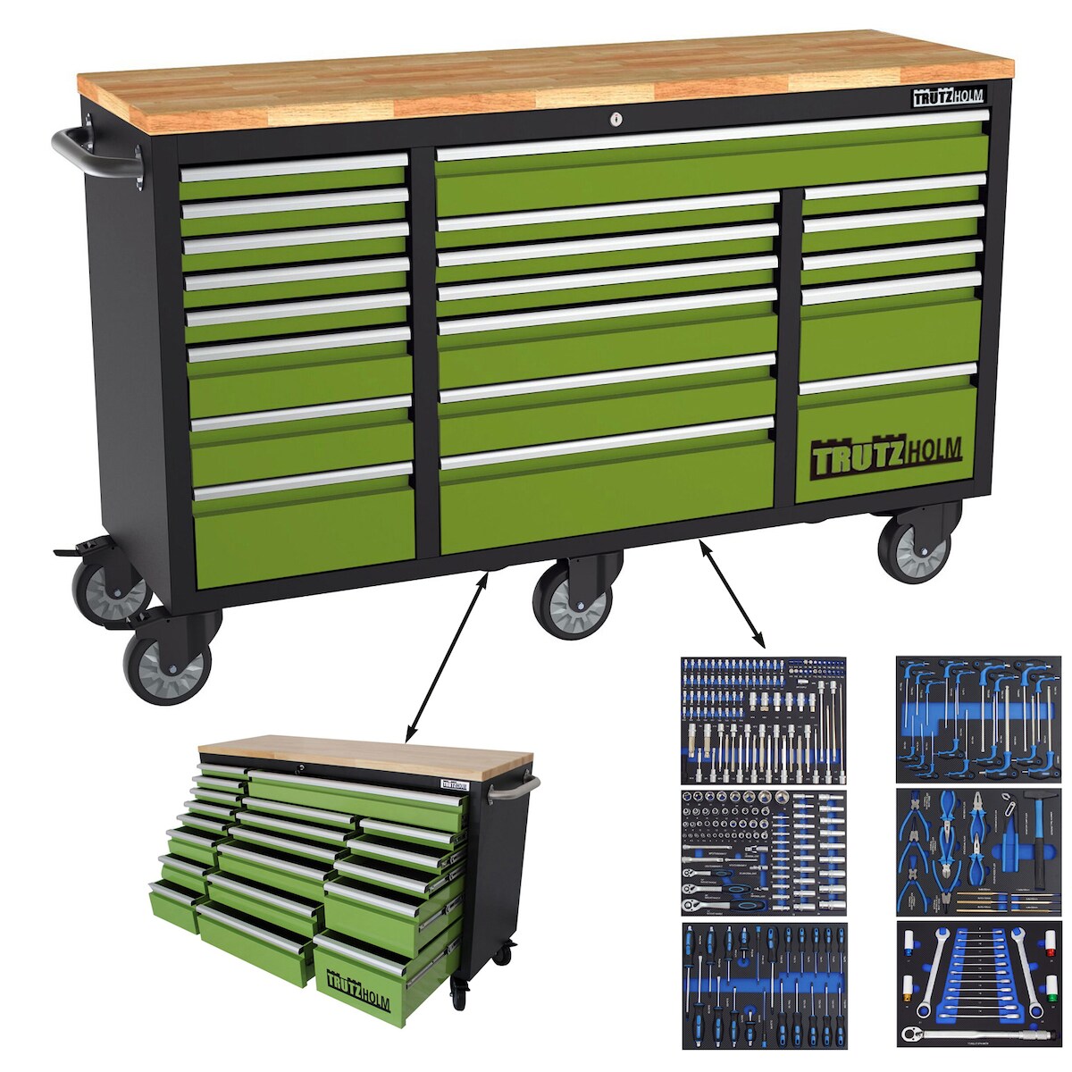 Baumarktplus Werkstattwagen Deluxe XXL 254tlg. 161x92,5 cm 20 Schubladen Rollenschrank Werkzeugwagen Image