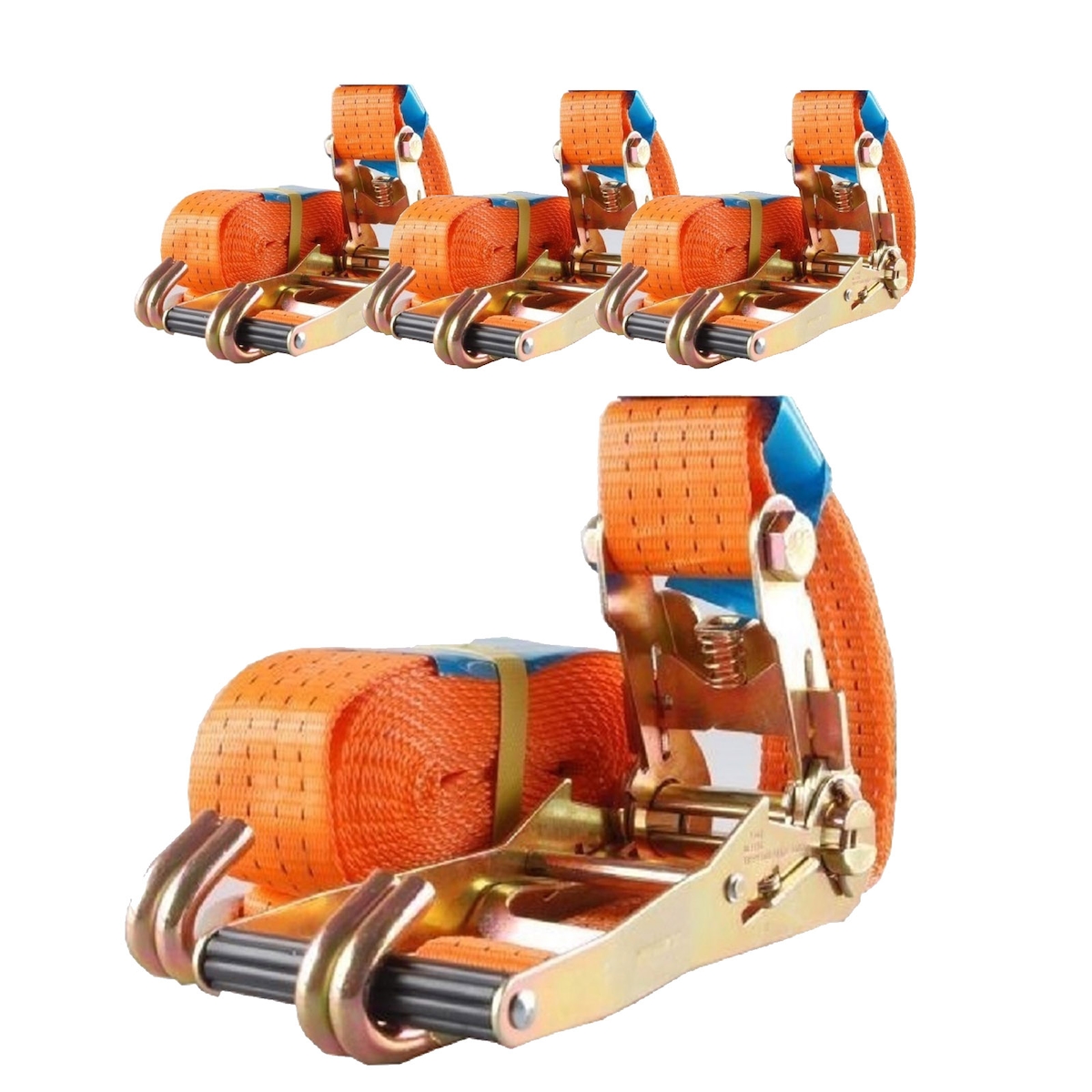 Baumarktplus 4x Profi Ratschen Spanngurt Spanngurte Zurrgurt 2-tlg 5m 4t 4to 4000kg TÜV/GS ORANGE Image