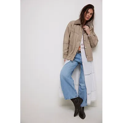 We The Free Cori Waxed Jacket at Free People in Cobblestone, Size: Large