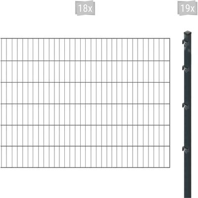 Einstabmattenzaun ARVOTEC "ESSENTIAL 120 zum Aufschrauben", grau (anthrazit), H:120cm, Stahl, Kunststoff, Zaunelemente, Zaunhöhe 120 cm, Zaunlänge 2 - 60 m Image