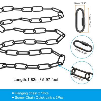 6ft Lighting Hanging Chain Looping Chain with Quick Link Connectors - Black