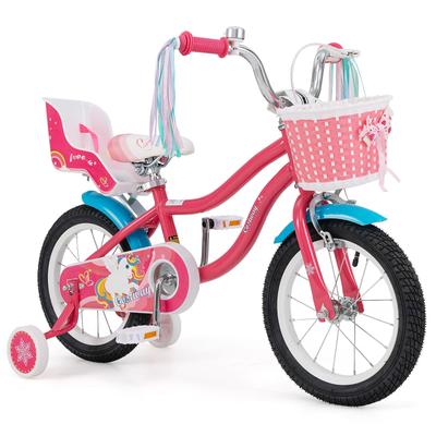 Girls Bike with Basket Doll Seat Training Wheels Ages 3 to 8