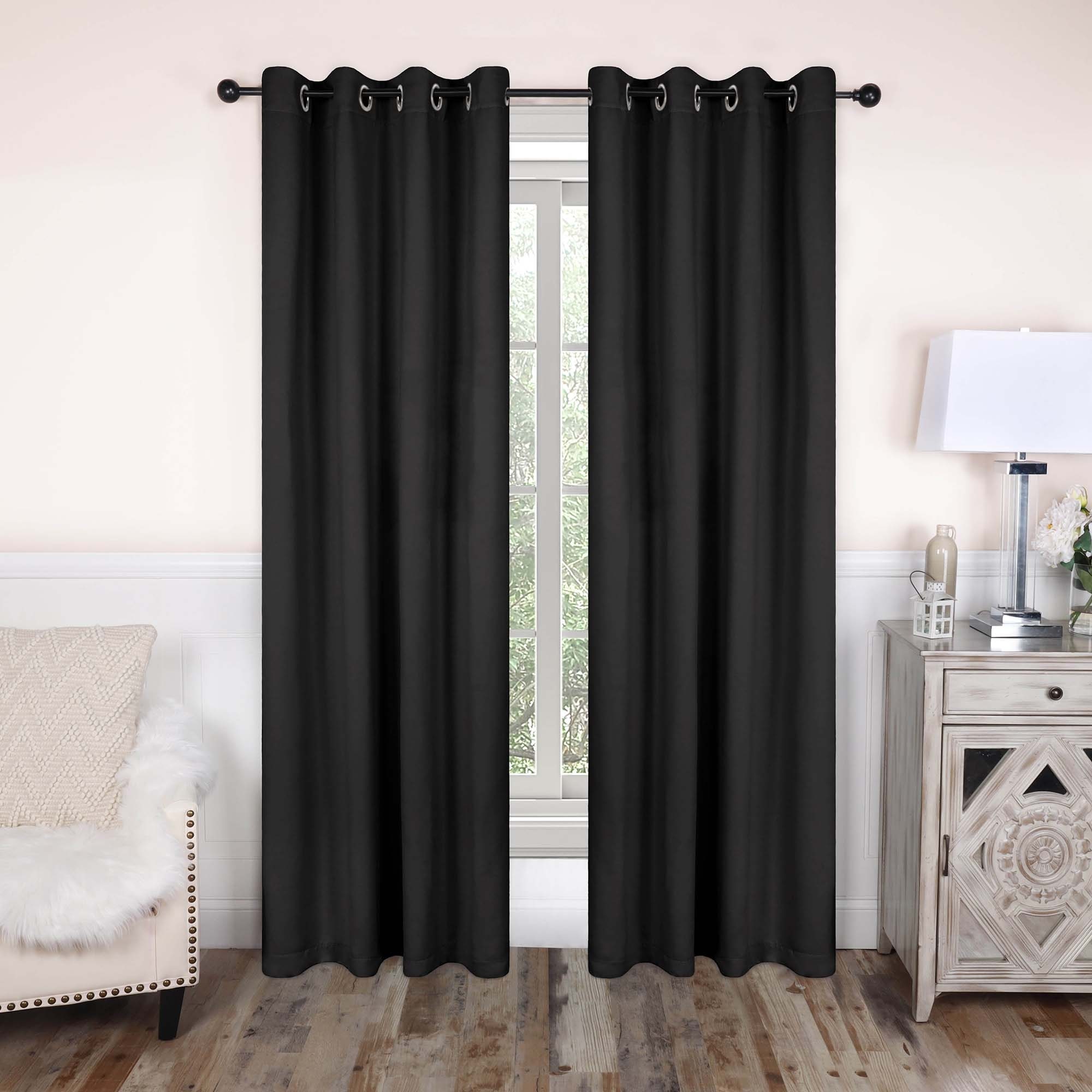 Superior Modern Solid Washable Room Darkening Curtains, Set of 2 Panels