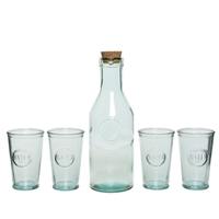 Decoris 4 Trinkgläser mit Karaffe Glas Trinkgeschirr Wasserkaraffe Gläser Geschenkset Gläserset Trinkbecher Wassergläser Saftgläser Limonadengläser