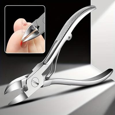 TEMU 1pc Stainless Steel Nail Clippers - Professional & Ingrown Toenail For Men & Seniors, Pedicure Clippers With , Unscented Grooming Tool For Fingernails Image