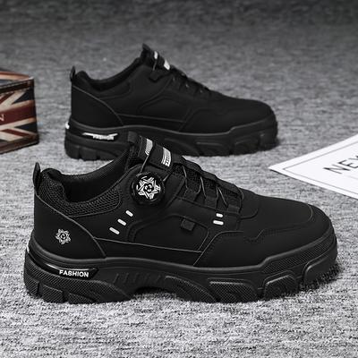 TEMU Men' Sneakers - Comfortable Casual Sports Shoes With Anti-slip Sole, Lace-, Solid Color, Upper, Fabric Inner, , Round Toe - Ideal For Outdoor Activities Image