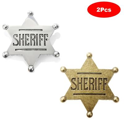 TEMU 2pcs/4pcs Western Cowboy Star Badge, Vintage Metal Badge For Party Favors, Costume Cosplay Props Accessories Image
