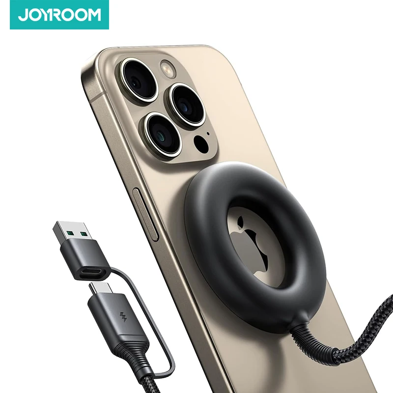 Joyroom Magnetisches kabelloses Ladegerät, schnelles kabelloses Laden, kompatibel mit iPhone 16, 15, 14, 13, 12, funktioniert mit USB-A- und USB-C-Ladegeräten Image