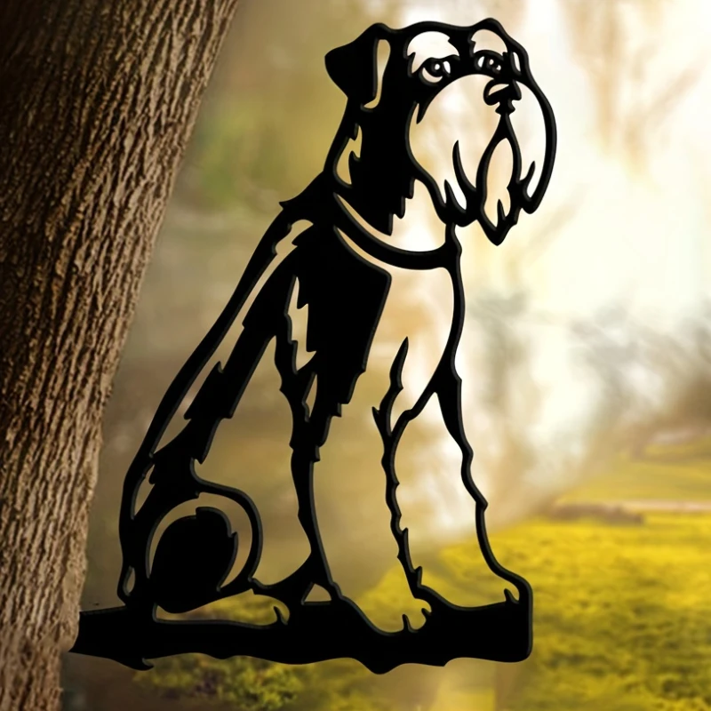Metall Schnauzer Silhouette Hündchen Zeichen Ausschnitt rustikale Outdoor-Haus & Garten Dekor Einweihung sparty Geschenk für Hunde liebhaber