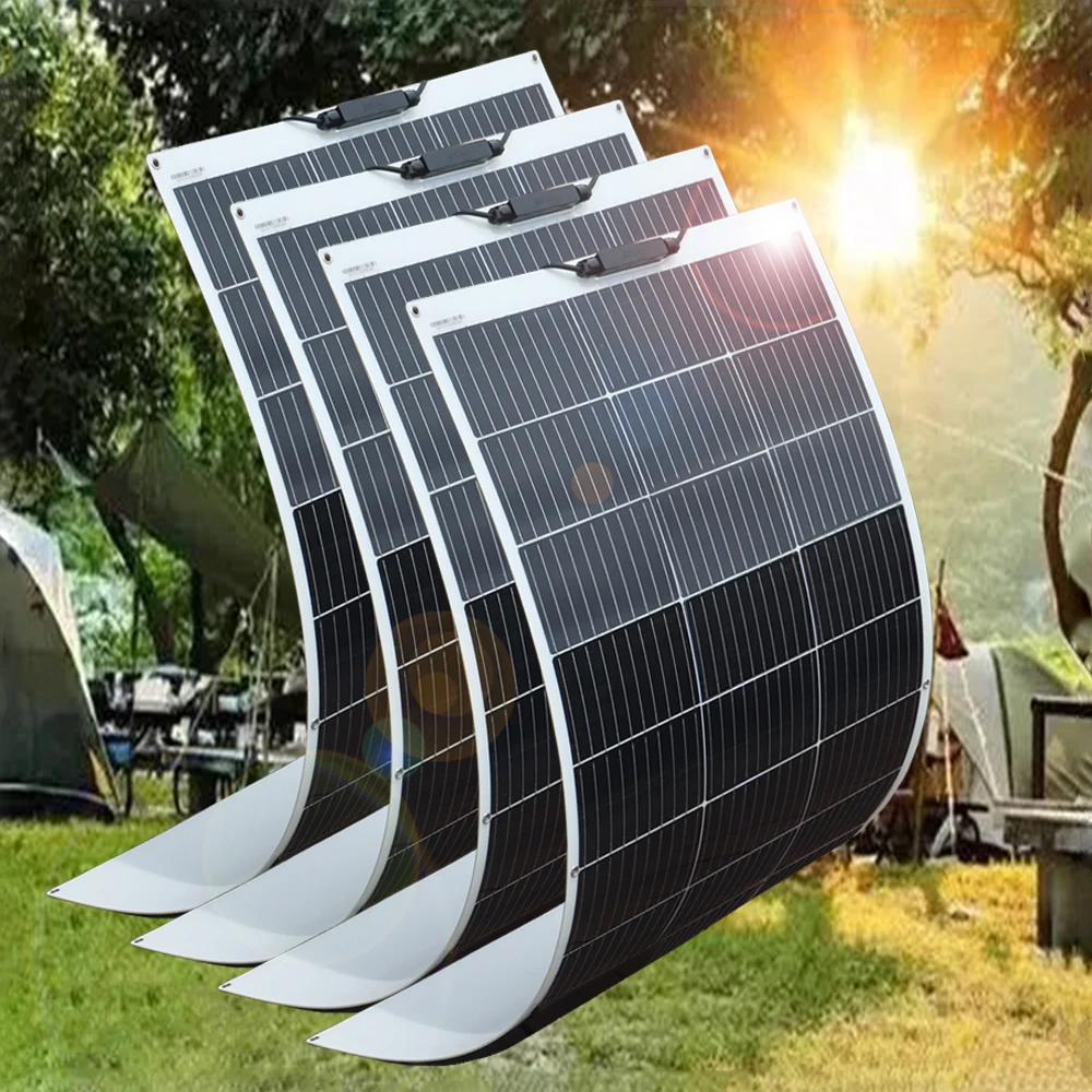 flexible Solarpanel 600w 450w 300w 150w 140w 120w 100w 80w 12v Batterieladegerät Photovoltaik-Panel-Kit für Haus Balkon Wohnmobil Boot Yacht Marine monokristalline EU-Lager DHL Versand Image