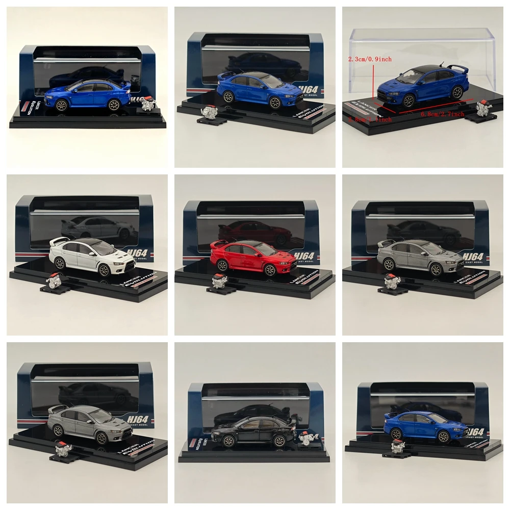 Hobby Japan 1/64 Lancer Evolution X Final Edition mit Motor Display Modell HJ642053 Serie Druckgussauto Miniatur-Sammlungsspielzeug