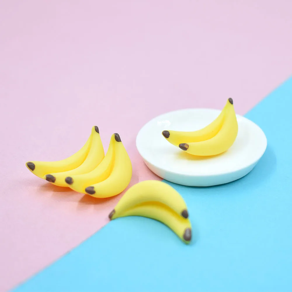 10 pièces Kawaii bricolage embellissement accessoires résine artificielle faux Miniature nourriture fruits banane jouer maison de poupée jouet artisanat décoratif