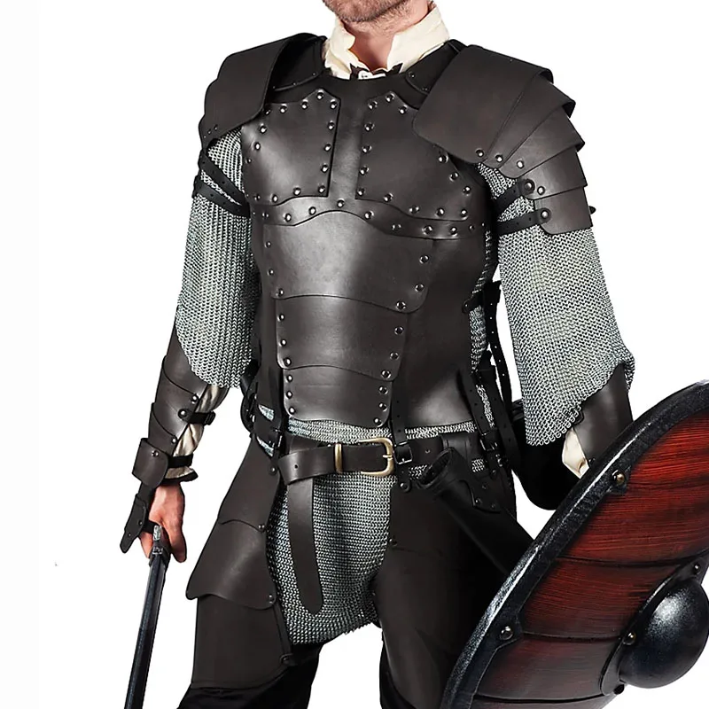 Mittelalterliches Wikinger-Ritter-Piraten-Körper-Schulterpanzer-Set, römischer Krieger, Cosplay-Kostüm, Larp-Outfit, Schultertaschen, Steampunk-Weste, Rüstung Image