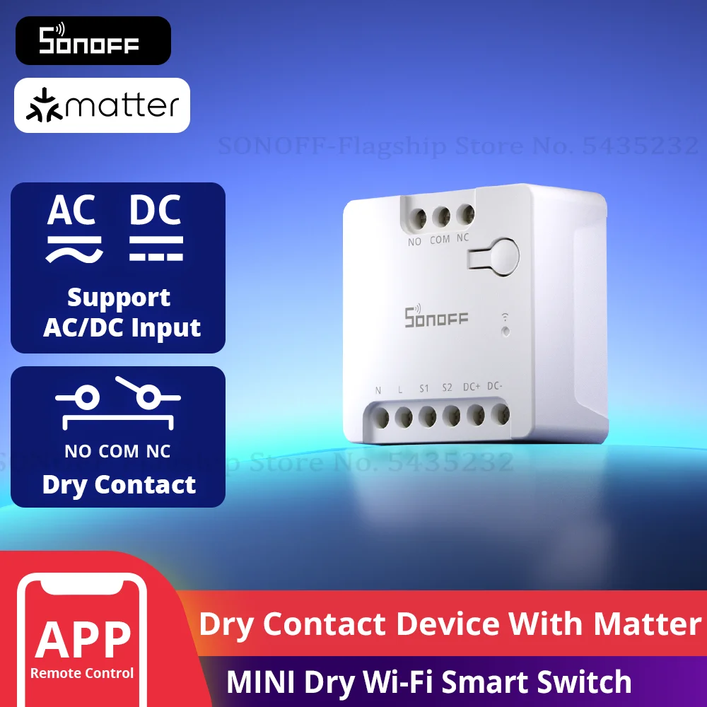 SONOFF MINI-D Wi-Fi Smart Switch Primo MINI dispositivo relè a contatto secco con importa supporta il controllo del contattore di alimentazione CA/CC