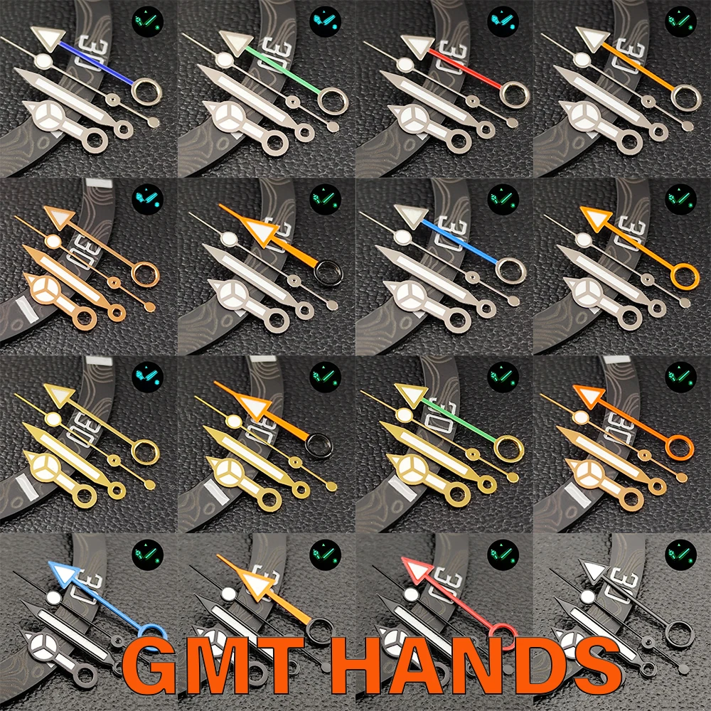 Silber/schwarze GMT-Zeiger blau-grün/grün leuchtende NH34 GMT-Uhr 4-Punkt NH34 Automatikwerk Uhrenzubehör Uhrenteile Image