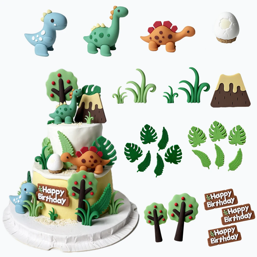 20 Stück Dinosaurier-Kuchenaufsätze, antike Dinosaurier-Party-Kuchendekoration, Jugendliche, alles Gute zum Geburtstag, Tortenaufsatz, Dino-Thema, Party-Requisiten