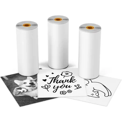 Mini Thermal Paper Stickers Width 53mm,Total Length 3.5m,Compatible With M02/T02 Wireless Bluetooth Inkless Printer Photos Notes