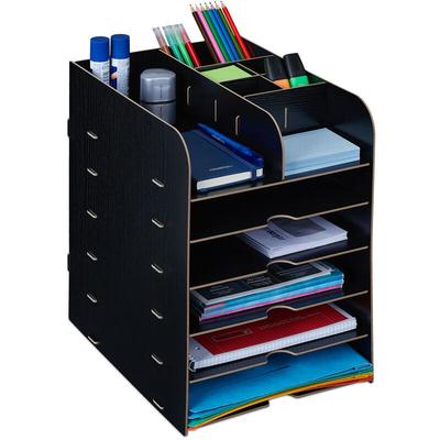 Relaxdays Schreibtisch Organizer mit Dokumentenablage, 12 Fächer, HBT: 34,5 x 25 x 32 cm, Image