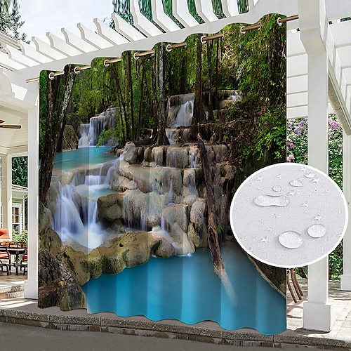 Wasserdichte Outdoor Vorhang Außenvorhänge für die Hochzeitsterrasse im Innenbereich, dicke Sichtschutz-Ösenvorhänge für Hochzeitsschlafzimmer, Wohnzimmer, Veranda, Pergola, Cabana, 1 Panel Image