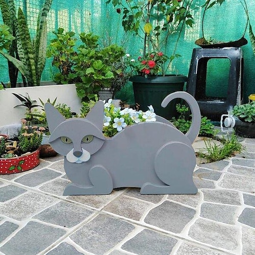 Pflanzgefäße für den Garten, niedlicher Hund, Katze, Tierform, Cartoon-Blumenübertopf, Sukkulenten-Pflanzgefäß für lebende oder künstliche Pflanzen für den Balkon zu Hause, Gartendekoration Image