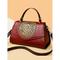 Vintage Handtasche aus Kunstleder mit Blumengravur – Damen-Retro-Umhängetasche mit Tragegriff für legere und formelle Anlässe, Weinrot, Schwarz, Weiß