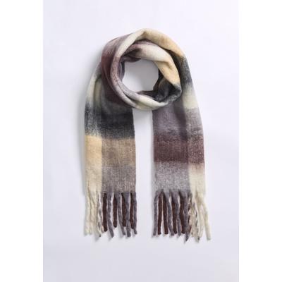 Women's Plaid Scarf by ELOQUII in Neutral Cream (Size NO SIZE)