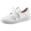 Slip-On Sneaker GABOR, Damen, Gr. 40, silber (weiß, silberfarben), Kalbsleder, kontrastfarbene Details, sportlich, Schuhe, Schnürschuh, Halbschuh, Slipper mit aufgesetzter Zierschnürung