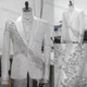 Cristalli bianchi Abiti da uomo neri Set 2 pezzi Blazer + Pantaloni neri in cotone Giacca su misura Smoking da sposa Cappotto su misura per ufficio