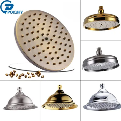 POIQIHY Brass Golden Rainfall Shower Head Shower Faucet Head Bathroom Replace Rain Showerhead Antique Brass Showerhead Accessory
