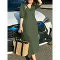 Sommer Mode V-ausschnitt Halbe Hülse Kleid ZANZEA Frauen Elegante Casual Arbeit Party Sommerkleid Floral Stickerei Vestidos Casual Robe