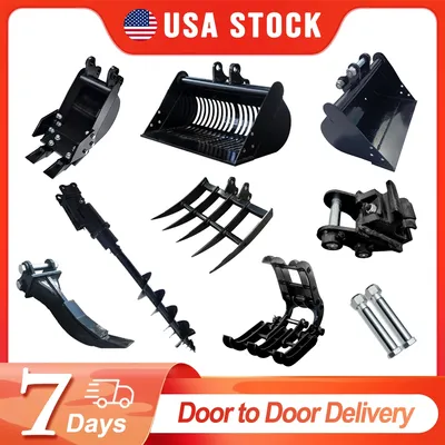 8pcs Mini Excavator Attachments Narrow Bucket Ripper Rake Auger Quick Hitch Screening Bucket For Mini Excavator Free Shipping