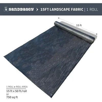15 Ft X 50 Ft Landscape Fabric, Weed Barrier, 135 Lbs of Tensile Strength, UV Protected, Weed