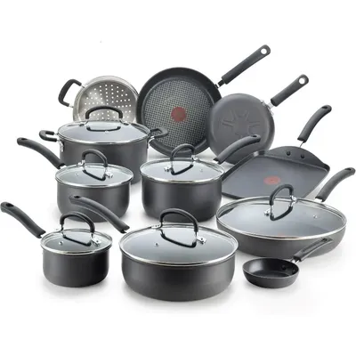 T-fal Ultimate Hard Anodized Nonstick Cookware Set 17 Piece,Oven Broiler Safe 400F,Lid Safe