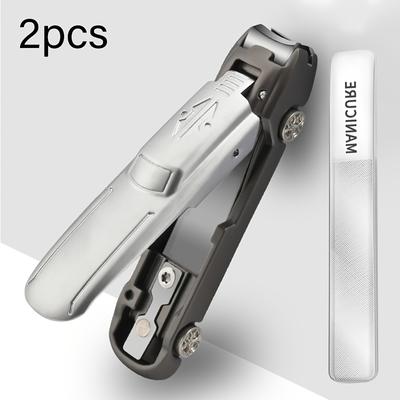TEMU 2pcs Original Nail Clipper Set Creative Car Styling Anti Splash Nail Scissors Portable Large High-grade Nail Clippers Stainless Steel Image