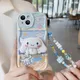 Simpatica custodia per telefono Cinnamoroll con staffa per cordino per Samsung Galaxy S25 S24 S23 S21 S20 FE Plus Ultra 4G 5G 3D Wave Cover posteriore