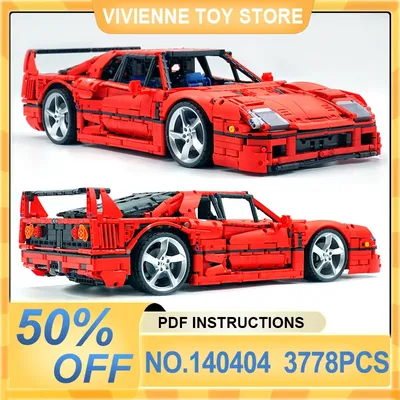 High-Tech F40 SP3 Supersportwagen MOC 140404 Hypercar Bausteine Geschwindigkeit Fahrzeug Montage Image