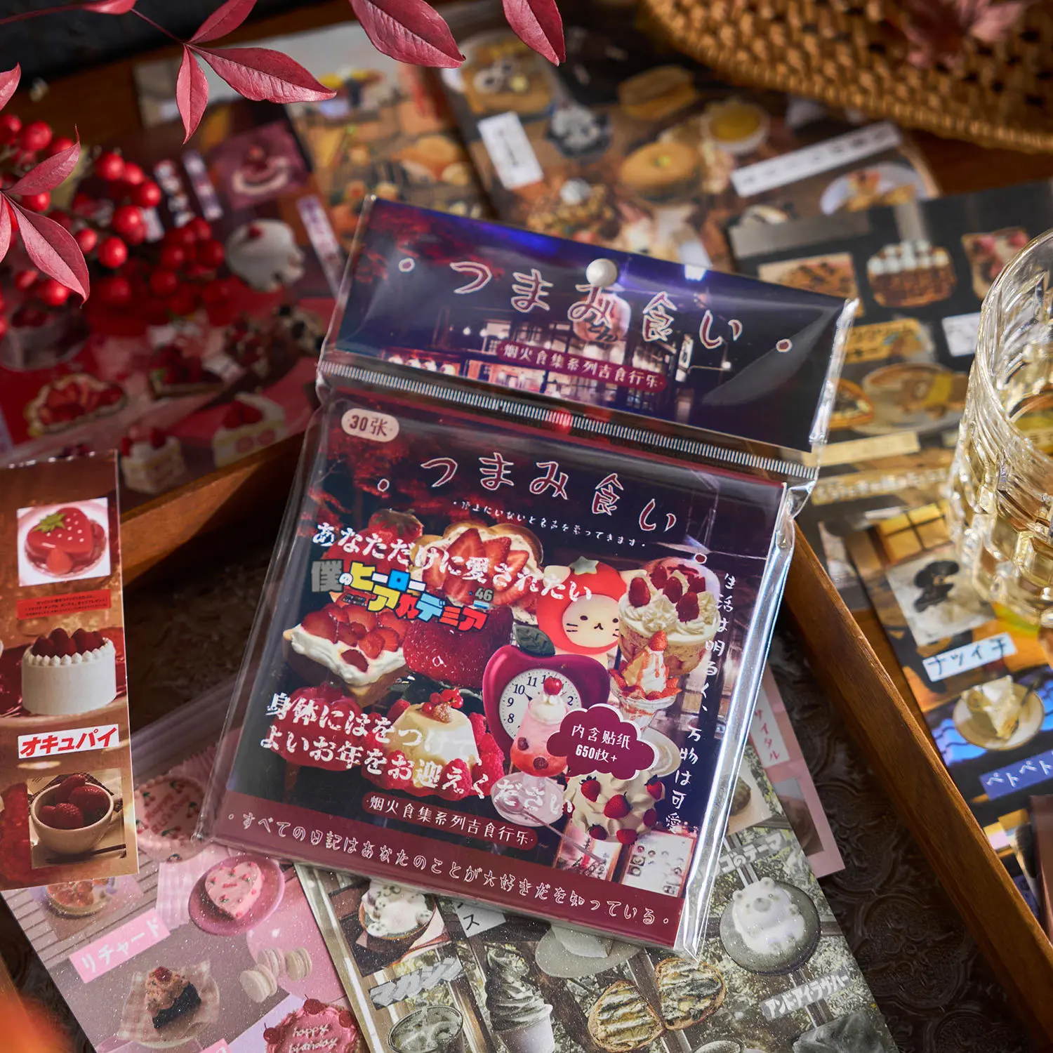 30 Stück/650 Gold Lebensmittelschnittfolie Aufkleberbuch Japanisches Retro-Stilmaterial Handbuch DIY dekorative Aufkleber Junk Journal Supplies Image