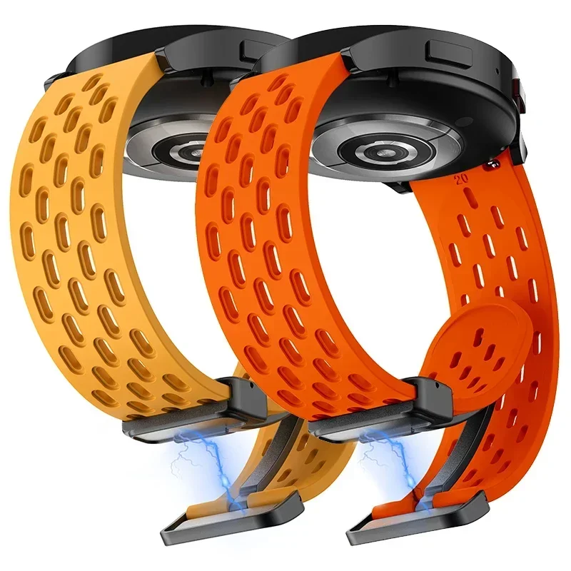 20 mm 22 mm Loch Silikon Magnetarmband für Samsung Galaxy Watch 6 4 klassisches Armband für Samsung Watch 5pro Active2 Gear S3 Band Image