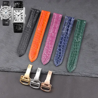 Hochwertiges Krokodil-Echtleder-Armband für Cartier Tank London Solo Leder armband Männer Frauen 14 18 20 23 24mm Image