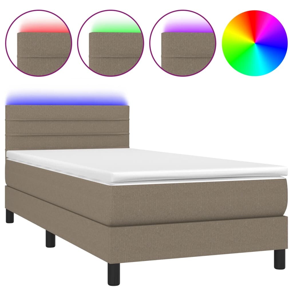vidaXL Boxspringbett mit Matratze & LED Taupe 80x200 cm Stoff Image