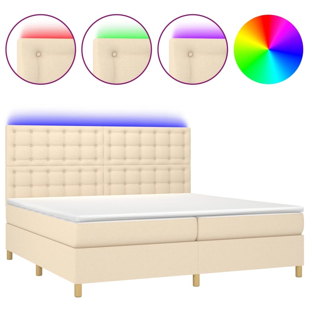 vidaXL Boxspringbett mit Matratze & LED Creme 200x200 cm Stoff Image
