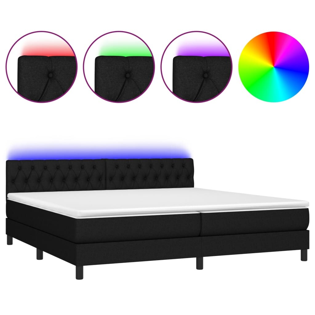 vidaXL Boxspringbett mit Matratze & LED Schwarz 200x200 cm Stoff Image