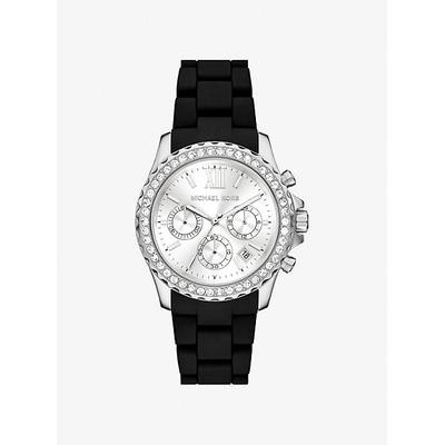 Michael Kors Oversized Everest Pavé Silver-Tone Watch Black One Size