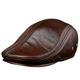 SYXSM Men's Leather Flat Cap,leather hat, Newsboy Cap, leather newsboy hat, Ivy Hats,Warm Ear Protection Cap,100% Genuine Leather hat Leisure,dark brown,M