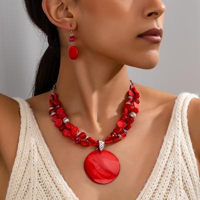 TEMU An Elegant And Sweet Shell Bead Necklace And Earring Set For Women, Holidays, Birthdays, Dates, Banquets, Weddings, Parties, And Vacation Image