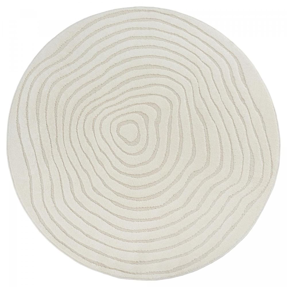 tapis rond, motif moderne et design ton sur ton, crème Ø160cm