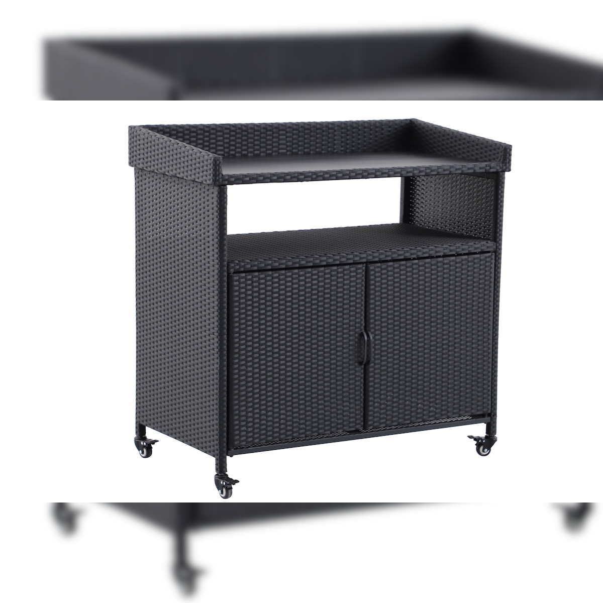 METRO PROFESSIONAL Servicestation Balsario, Alu/PE-Rattan, 112 x 56 cm, schwarz Image