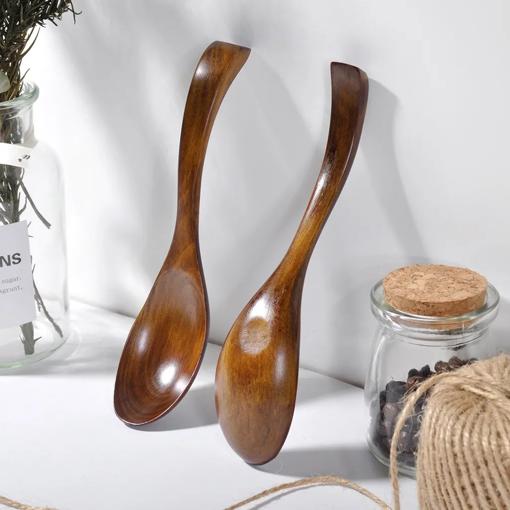 Cuillère fourchette en bois naturel de haute qualité cuillère de cuisine fourchettes bambou cuisine ustensile de cuisine outils soupe-cuillère à thé vaisselle vente chaude
