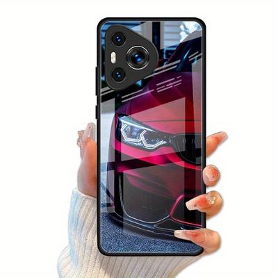 TEMU Fashion Stylish Sports Car Pattern Black Tpu For Huawei P30 P40 P50 P60 P70 Pro Pro+ 5g Tempered Glass Cover Phone Case Image